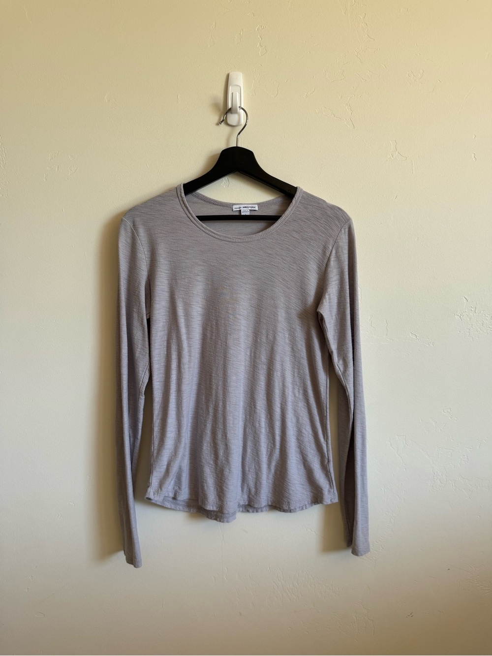 James Perse Standard Long Sleeve Crew Neck T Shirt Taupe Gray Size 1 100% Cotton